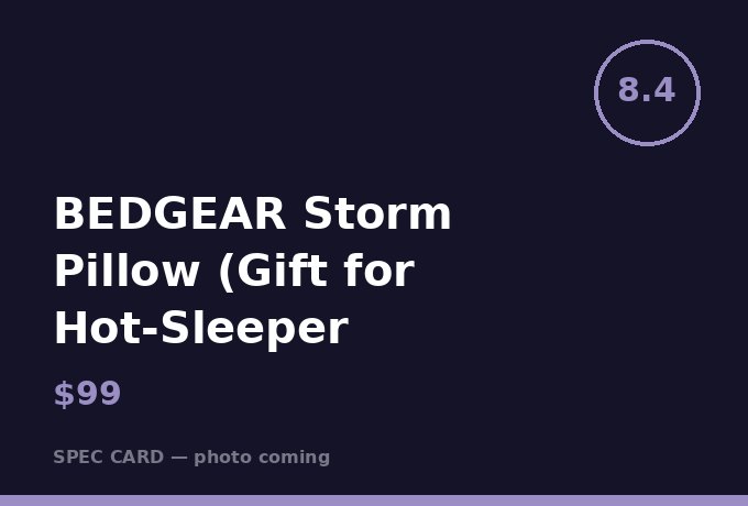 BEDGEAR Storm Pillow (Gift for Hot-Sleeper Athletes)